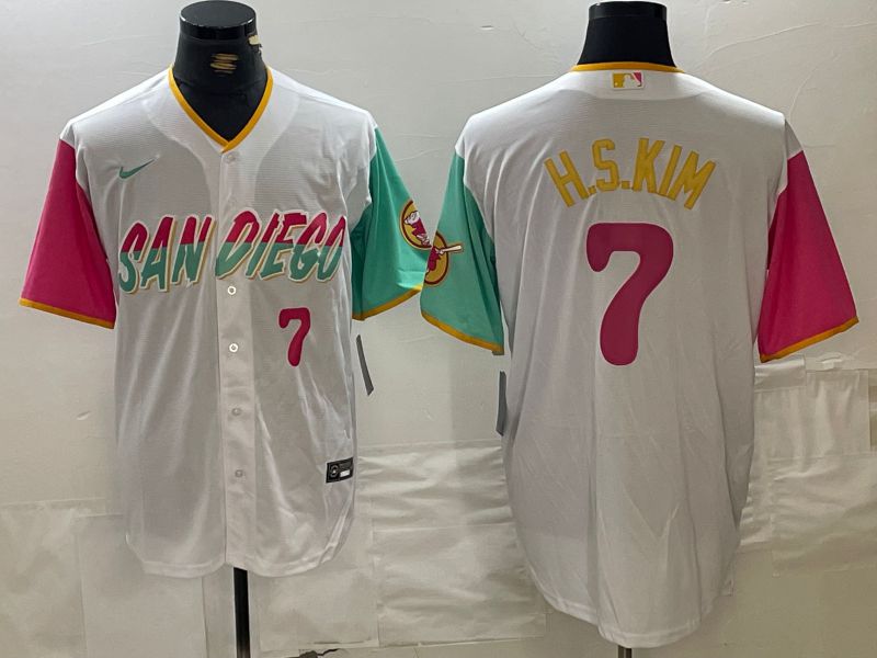 Men San Diego Padres #7 H.S.Kim White City Edition 2024 Nike MLB Jersey style 1->houston astros->MLB Jersey